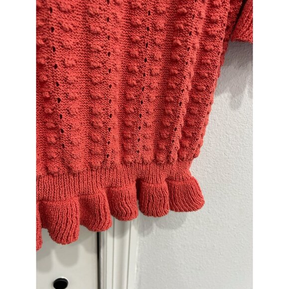 INC International Concepts Coral Knit Sweater Textured Design Ruffled Hem Sz XL - Picture 5 of 10
